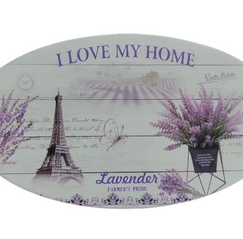 Dekoračná tabuľka s levanduľovým motívom a nápisom I love my home je tá pravá dekorácia do každej domácnosti kde sú nadšenci levandule. rozmery:20x11cm