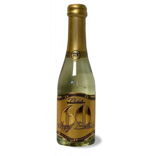 šumivé víno so zlatými lupienkami Happy Birthday 60