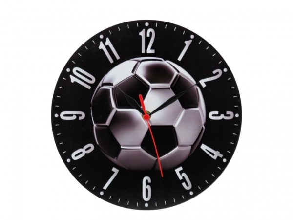 nástenné hodiny čierne futbalová lopta