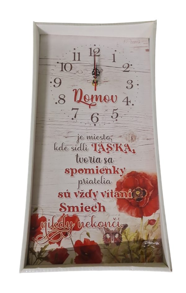 Dekoračné hodiny mak vlčí - Domov je miesto -  krásna dekorácia, ktorá určíte poteší oslávenca. rozmery: 26x50cm