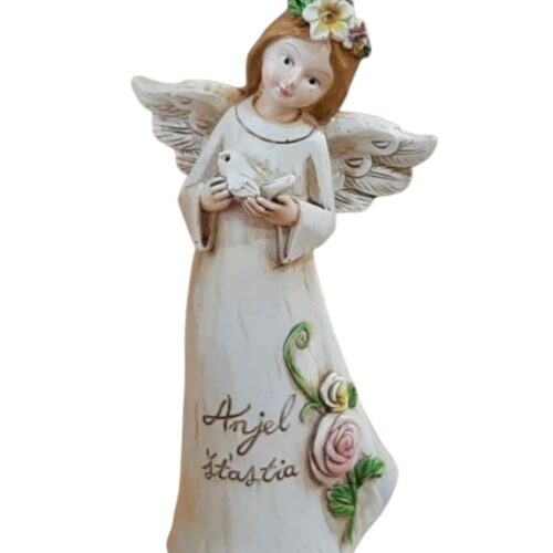 Keramický anjel s nápisom Anjel šťastia je krásna dekorácia do vášho domova. Darujte keramického anjelika narodeninám alebo len tak z lásky vašej blízkej osobe. Anjel bude ochraňovať svojho majiteľa, je symbolom šťastia a dobrej nálady.