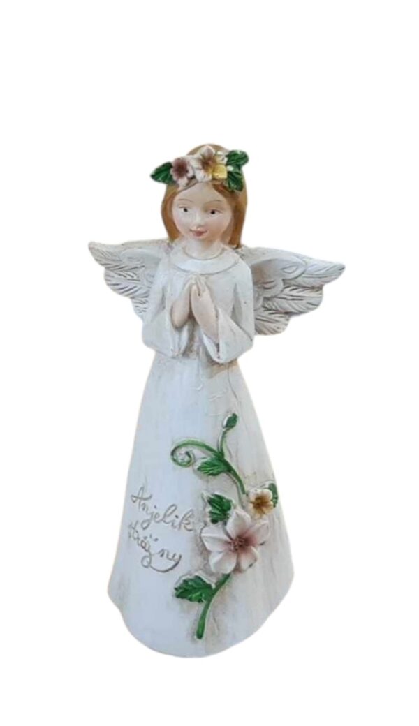 Keramický anjel s nápisom Anjelik strážny. Darujte keramického anjelika narodeninám alebo len tak z lásky vašej blízkej osobe. Anjel bude ochraňovať svojho majiteľa.