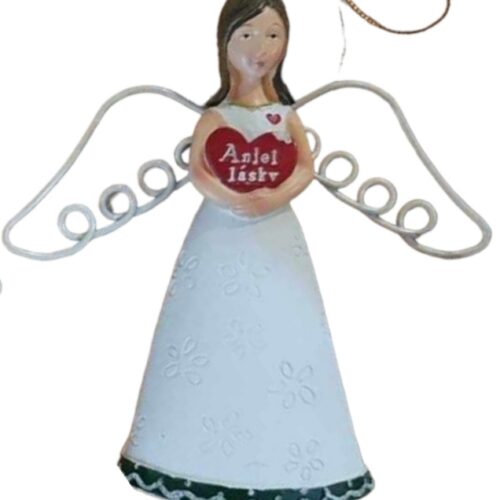 Prívesok anjel na zavesenie - Anjel lásky. Roztomilý prívesok anjel je darčekom pre šťastie, ktorý sa dá využiť pre akúkoľvek príležitosť. Môže byť milou vianočnou dekoráciou. Vďaka pútku sa môže malý anjel kdekoľvek zavesiť. 
