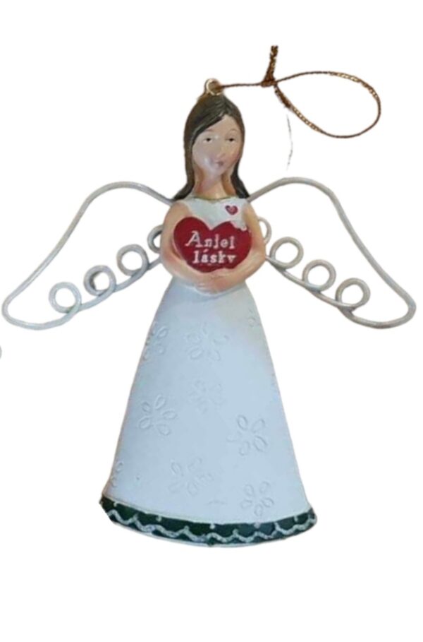Prívesok anjel na zavesenie - Anjel lásky. Roztomilý prívesok anjel je darčekom pre šťastie, ktorý sa dá využiť pre akúkoľvek príležitosť. Môže byť milou vianočnou dekoráciou. Vďaka pútku sa môže malý anjel kdekoľvek zavesiť. 